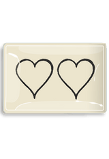 Double Heart Sketch Decoupage Glass Tray - Wholesale Ben's Garden