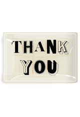 Thank You Newspaper Letters Decoupage Glass Tray