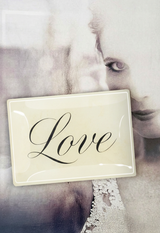 Romantic Love Script Decoupage Glass Tray