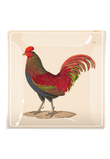 Early Red Rooster Texas Decoupage Glass Tray - Wholesale Ben's Garden