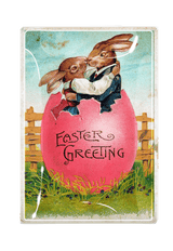 Easter Greeting Kissing Bunnies Decoupage Glass Tray - Wholesale Ben's Garden