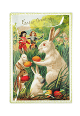 Easter Greetings Three White Bunnies Glass Tray Decoupage Glass Tray - Wholesale Ben's Garden