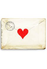 French Envelope With Heart Decoupage Glass Tray