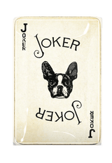 Frenchie Joker Playing Card Decoupage Glass Tray - Wholesale Ben's Garden
