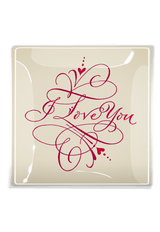 I Love You Calligraphy Decoupage Glass Tray - Wholesale Ben's Garden