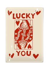 Lucky You Queen Of Hearts Decoupage Glass Tray - Wholesale Ben's Garden