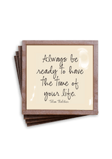 Min. Case Pack of 2 // Always Be Ready Copper & Glass Coasters, Set of 4 - Wholesale Ben's Garden