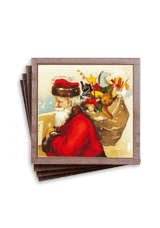 Min. Case Pack of 2 // Big Red Santa Copper & Glass Coaster, Set of 4 - Wholesale Ben's Garden