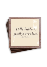Min. Case Pack of 2 // Hello Bubbles, Goodbye Troubles Copper & Glass Coasters, Set of 4 - Wholesale Ben's Garden