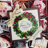 Min. Case Pack of 2 // Joyeux Noel Wreath Christmas Copper & Glass Coaster, Set of 4 - Wholesale Ben's Garden
