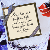 Min. Case Pack of 2 // May Love & Laughter Copper & Glass Coasters, Set of 4 - Wholesale Ben's Garden