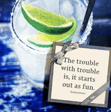 Min. Case Pack of 2 // The Trouble With Trouble Copper & Glass Coasters, Set of 4 - Wholesale Ben's Garden