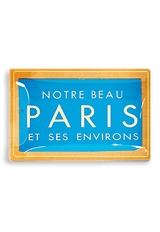 Paris Ticket Blue Decoupage Glass Tray - Wholesale Ben's Garden