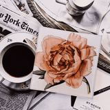 Bensgarden.com | Peach Peony Specimen Decoupage Glass Tray - Bensgarden.com