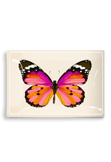 Pink Sardinia Butterfly Decoupage Glass Tray - Wholesale Ben's Garden