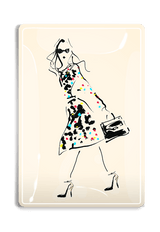 Polka Dot High Fashion Fashion Sketch Decoupage Glass Tray - Wholesale Ben's Garden