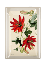 Red Passion Flower Botanical Decoupage Glass Tray - Wholesale Ben's Garden