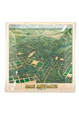 San Antonio, Texas Vintage City Decoupage Glass Tray - Wholesale Ben's Garden