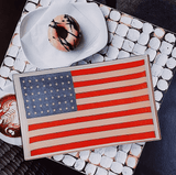 Star Spangled Banner American Flag Decoupage Glass Tray