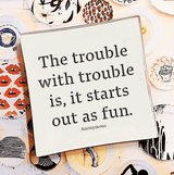 Bensgarden.com | The Trouble With Trouble Decoupage Glass Tray - Bensgarden.com