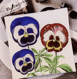 Bensgarden.com | Three Pansy Flowers Decoupage Glass Tray - Bensgarden.com