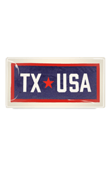 TX USA Texas Vintage Pennant Decoupage Glass Tray - Wholesale Ben's Garden
