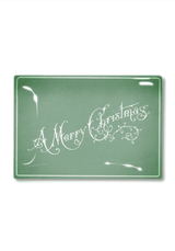 Vintage Mint Merry Christmas Script Decoupage Glass Tray - Wholesale Ben's Garden