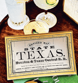 Vintage Texas Map State Seal Decoupage Glass Tray - Wholesale Ben's Garden