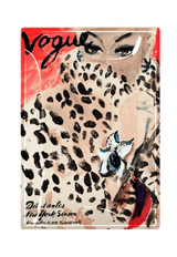 Vintage Vogue Leopard Decoupage Glass Tray - Wholesale Ben's Garden