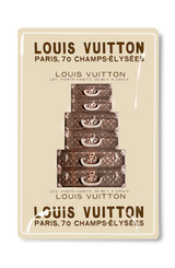 Vintage Louis Vuitton Luggage Trunks Decoupage Glass Tray