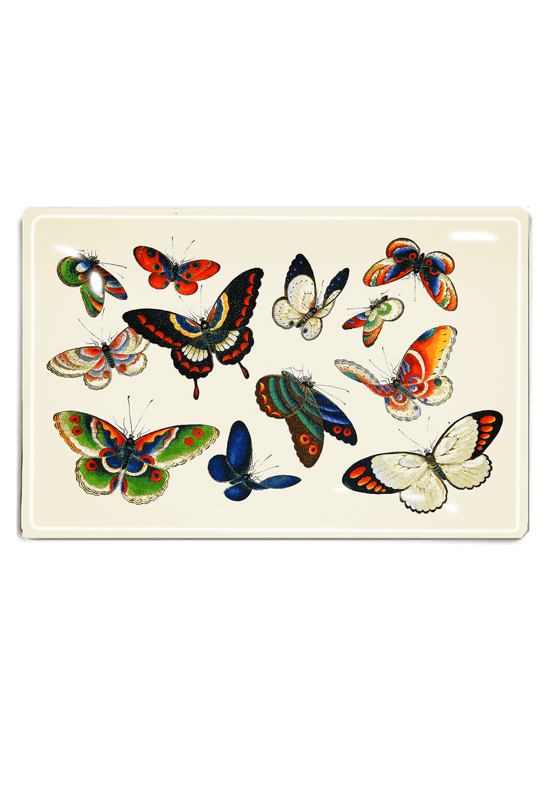 12 Fluttering Butterflies Decoupage Glass Tray - Wholesale Ben's Garden 