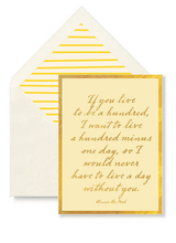 If You Live to Be a Hundred Greeting Card, Single Folded Car