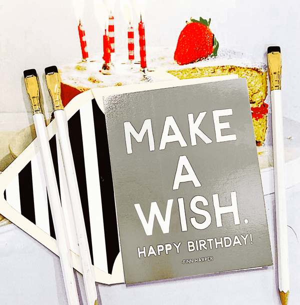 Min. Case Pack // Make A Wish Happy Birthday Greeting Card, Single Folded Card