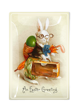 Educated White Rabbit Easter Decoupage Glass Tray