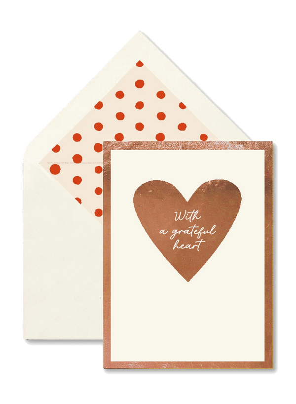 Min. Case Pack of 6 // With A Grateful Heart Greeting Card, Blank Single Folded Card