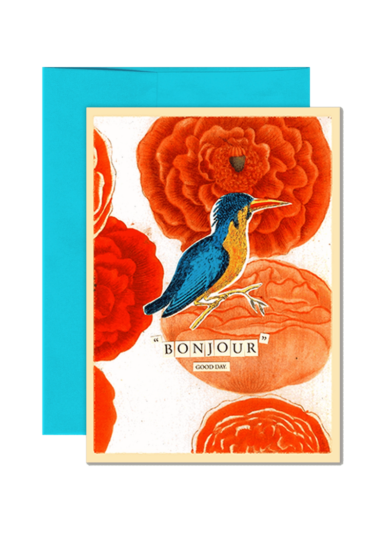 Min. Case Pack of 6 // Bonjour Bluebird Folded Greeting Card