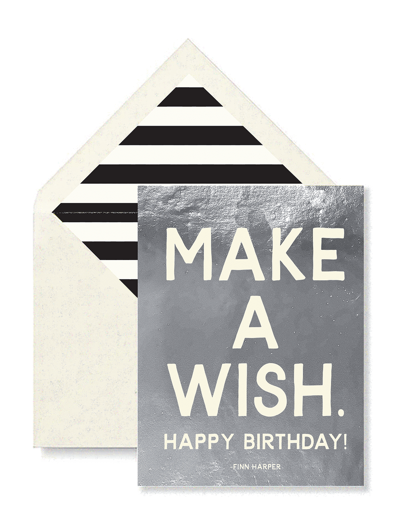 Min. Case Pack // Make A Wish Happy Birthday Greeting Card, Single Folded Card