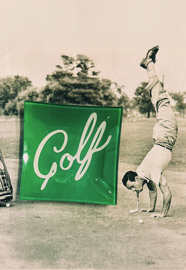 Golf Script Decoupage Glass Tray