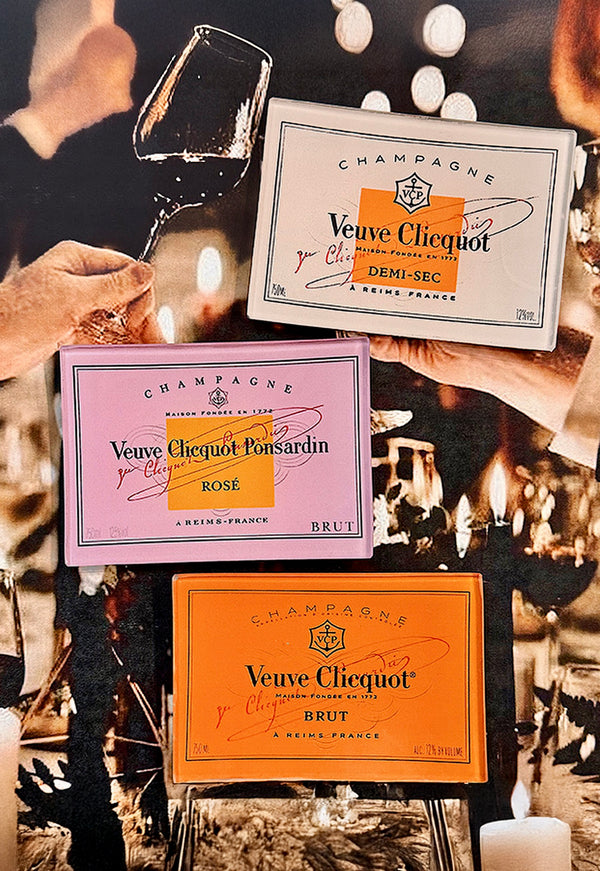 Vintage Veuve Clicquot Demi-Sec Decoupage Glass Tray