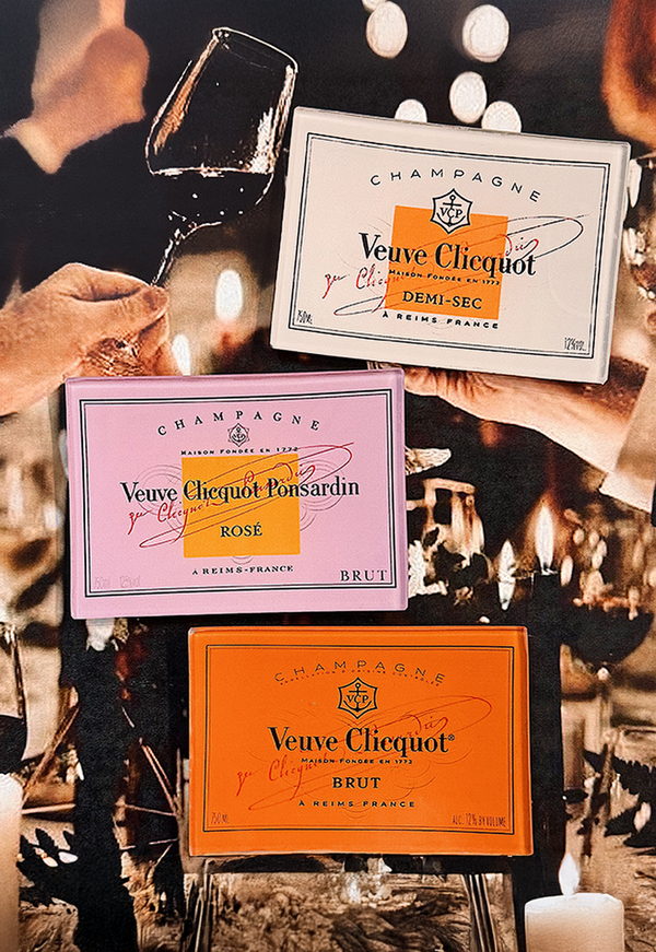 Veuve Clicquot Rose Decoupage Glass Tray