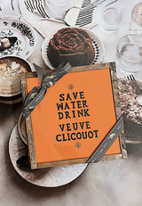 Min. Case Pack of 2 // Save Water, Drink Veuve Clicquot Coasters, Set of 4