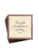 Min. Case Pack of 2 // The Road To A Friends House Copper & Glass Coasters, Set of 4