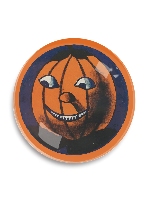 Pumpkin Midnight Blue Round Decoupage Tray