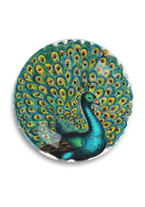 Proud Peacock Round Decoupage Tray