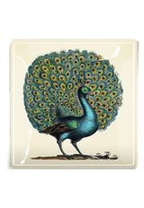 Proud Oyster Bay Peacock Decoupage Glass Tray