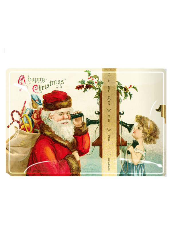 A Happy Christmas By Telephone Decoupage Glass Tray