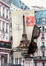 Paris La Tour Eiffel Red Stamp Glass Decoupage Tray