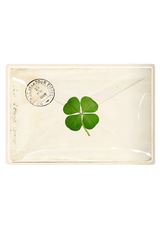 Pressed Clover French Envelope Decoupage Glass Tray