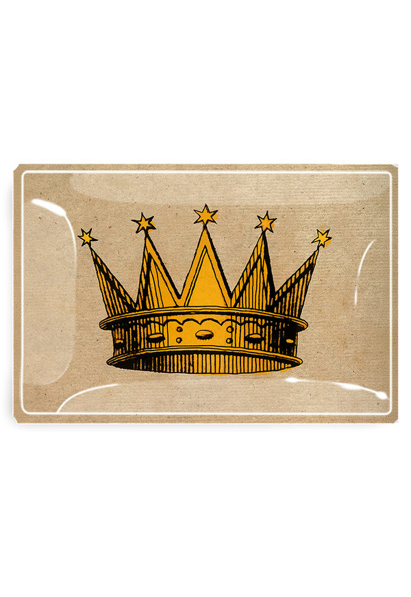 17th Century Sun Crown Decoupage Glass Tray