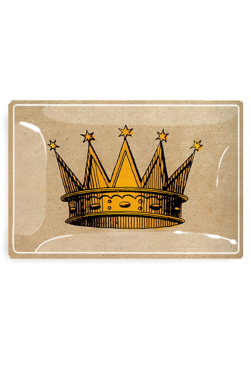 17th Century Sun Crown Decoupage Glass Tray